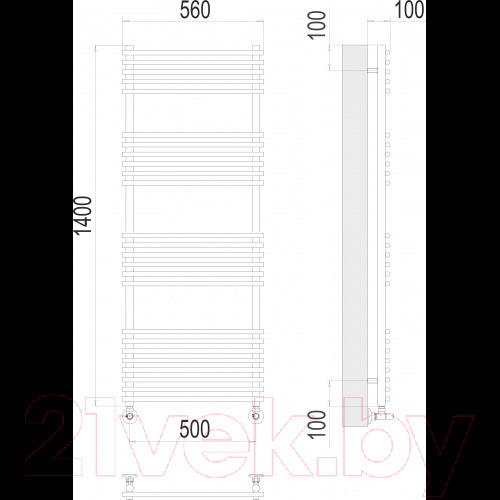Изображение товара Полотенцесушитель водяной Terminus Ватра П25 500x1400