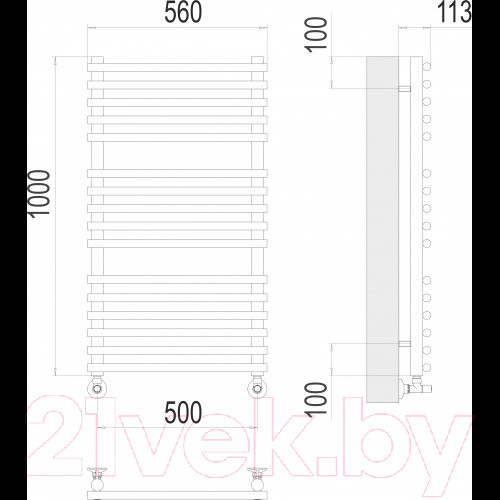 Изображение товара Полотенцесушитель водяной Terminus Кремона П16 500x1000