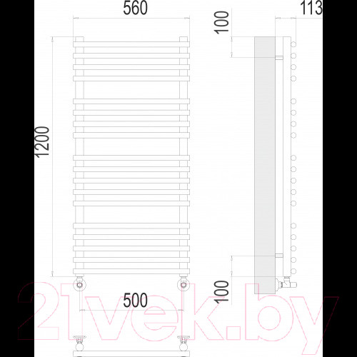 Изображение товара Полотенцесушитель водяной Terminus Кремона П18 500x1200