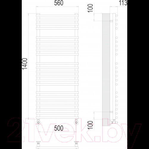 Изображение товара Полотенцесушитель водяной Terminus Кремона П22 500x1400