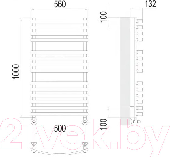 Изображение товара Полотенцесушитель водяной Terminus Капри П14 500x1000