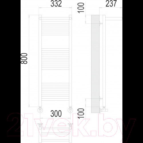 Изображение товара Полотенцесушитель водяной Terminus Аврора П16 300x800 (с полкой)