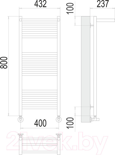 Изображение товара Полотенцесушитель водяной Terminus Аврора П16 400x800 (с полкой)
