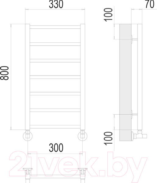 Изображение товара Полотенцесушитель водяной Terminus Контур П7 300x800