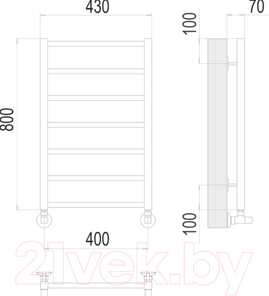 Изображение товара Полотенцесушитель водяной Terminus Контур П7 400x800