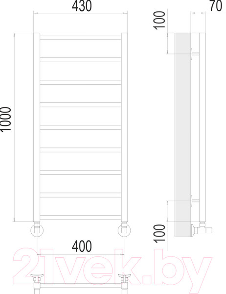 Изображение товара Полотенцесушитель водяной Terminus Контур П9 400x1000