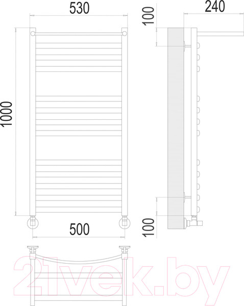 Изображение товара Полотенцесушитель водяной Terminus Енисей П13 500x1000 (с полкой)