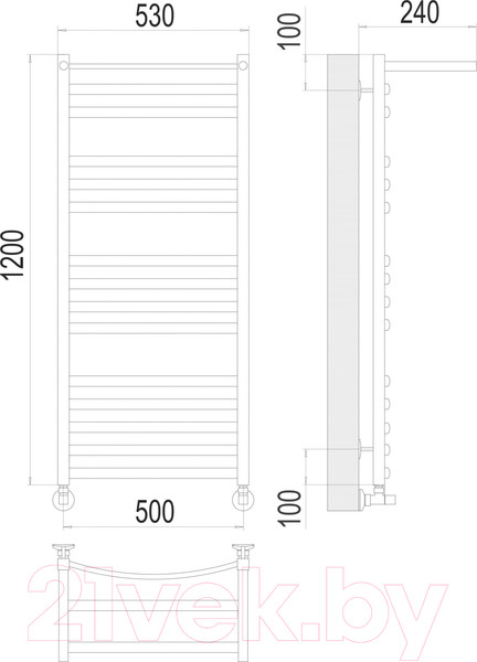 Изображение товара Полотенцесушитель водяной Terminus Енисей П15 500x1200 (с полкой)