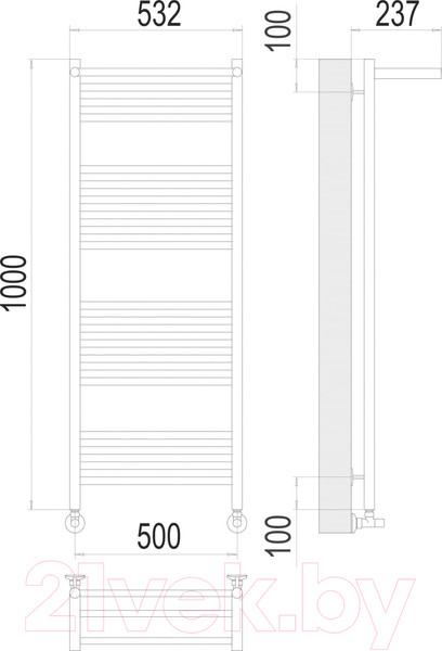 Изображение товара Полотенцесушитель водяной Terminus Аврора П20 500x1000 (с полкой)