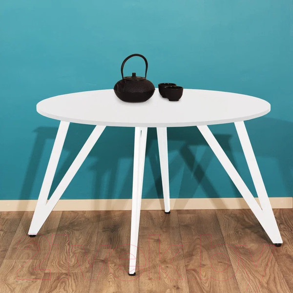 Изображение товара Обеденный стол Millwood Женева 2 Л18 D120 (белый/металл белый)