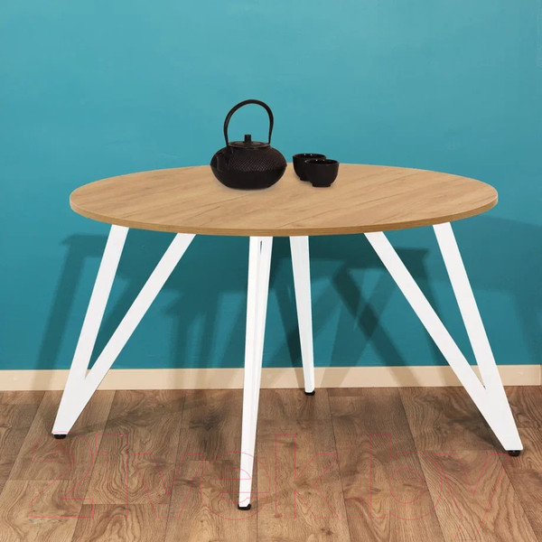 Изображение товара Обеденный стол Millwood Женева 2 Л18 D120 (дуб золотой Craft/металл белый)