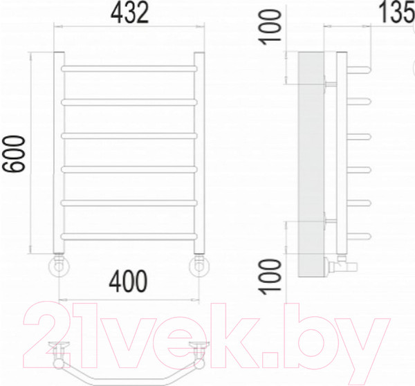 Изображение товара Полотенцесушитель водяной Terminus Виктория П6 400x600
