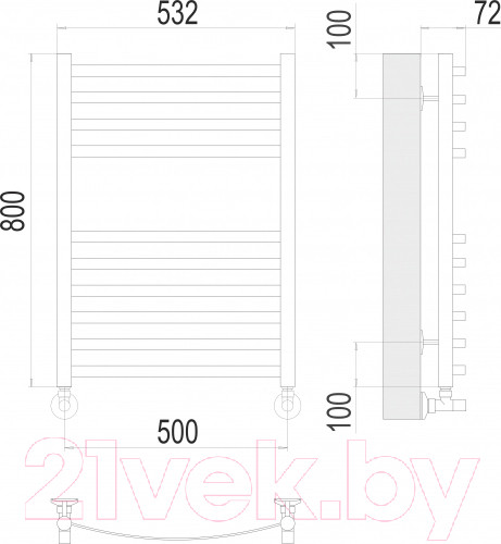 Изображение товара Полотенцесушитель водяной Terminus Авиэль П10 500x800