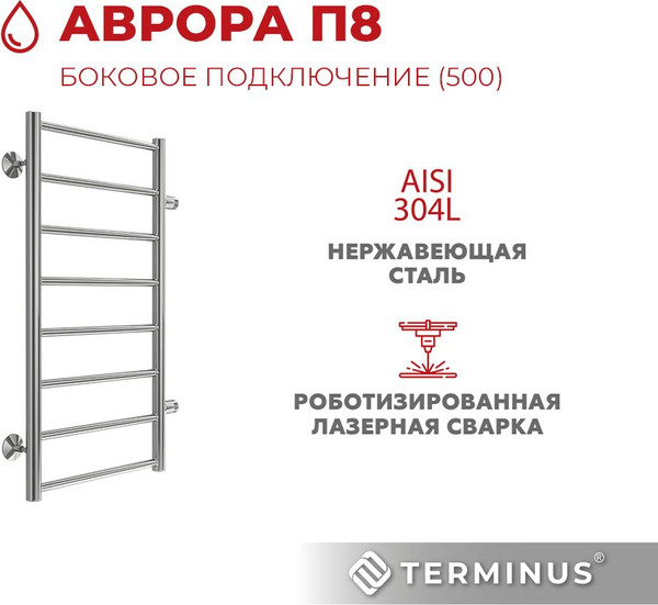 Изображение товара Полотенцесушитель водяной Terminus Аврора П8 400x800 (с боковым подключением 50)