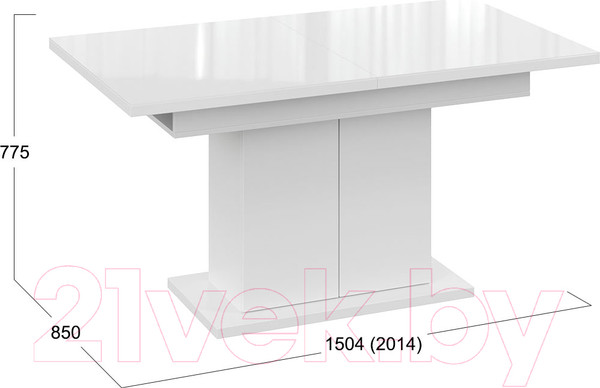 Изображение товара Обеденный стол ТриЯ Детройт Тип 2 (белый/стекло белый глянец)
