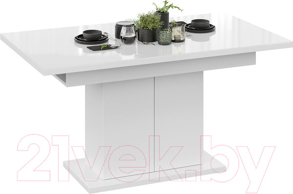 Изображение товара Обеденный стол ТриЯ Детройт Тип 2 (белый/стекло белый глянец)
