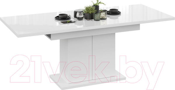 Изображение товара Обеденный стол ТриЯ Детройт Тип 2 (белый/стекло белый глянец)