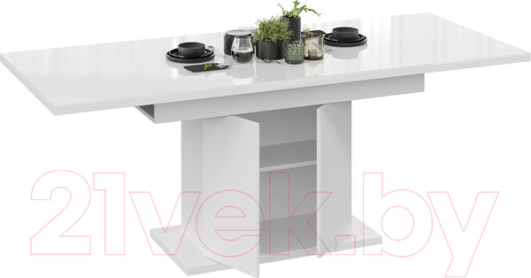 Изображение товара Обеденный стол ТриЯ Детройт Тип 2 (белый/стекло белый глянец)