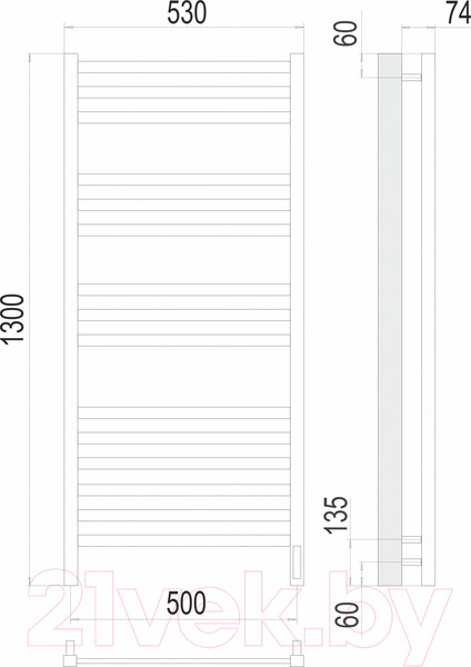 Изображение товара Полотенцесушитель электрический Terminus Ното П15 500x1300