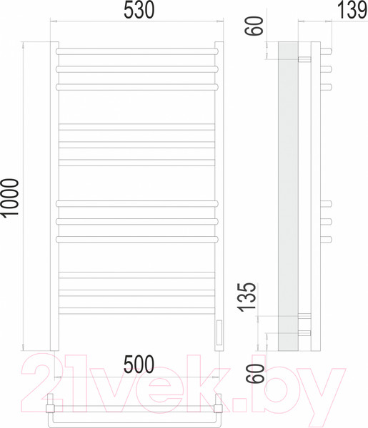 Изображение товара Полотенцесушитель электрический Terminus Соренто П12 500x1000