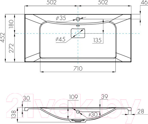 Изображение товара Тумба с умывальником Акватон Уэльс 100 (1A2676K1WA6A0)