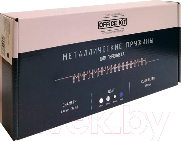 Изображение товара Пружины для переплета Office Kit D4.8мм (3/16) / OKPM316W (100шт, белый)