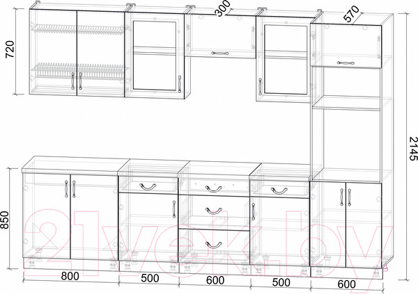 Изображение товара Кухонный гарнитур Интерлиния Мила Крафт 3.0 (дуб английский/дуб полярный)