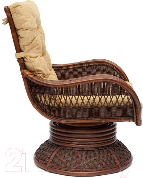 Изображение товара Кресло-качалка Tetchair Andrea Relax Medium с подушкой (античный орех/рубчик кремовый)