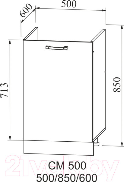 Изображение товара Шкаф под мойку ДСВ Тренто СМ 500 левый (серый/белый)