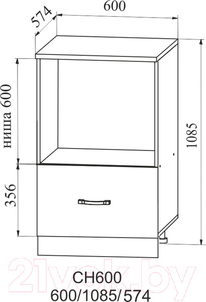 Изображение товара Шкаф-полупенал кухонный ДСВ Тренто СН 600 (серый/белый)