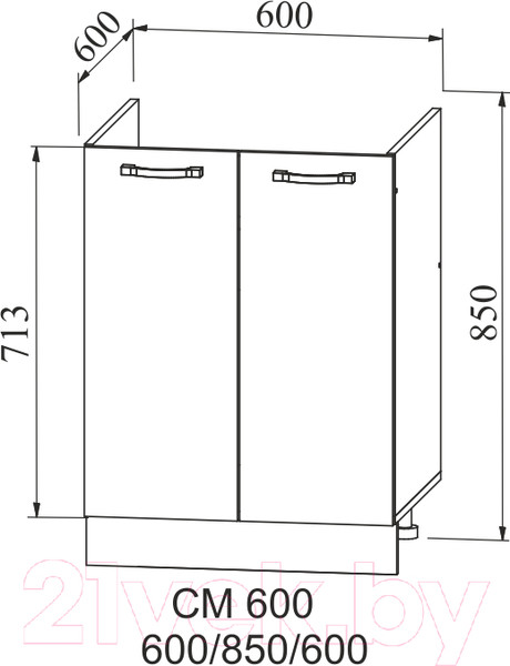 Изображение товара Шкаф под мойку ДСВ Тренто СМ 600 (серый/белый)