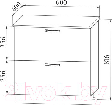 Изображение товара Шкаф-стол кухонный ДСВ Тренто СКБ 600 тандембокс (серый/серый)