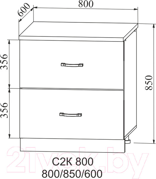 Изображение товара Шкаф-стол кухонный ДСВ Тренто СК2 800 (серый/серый)
