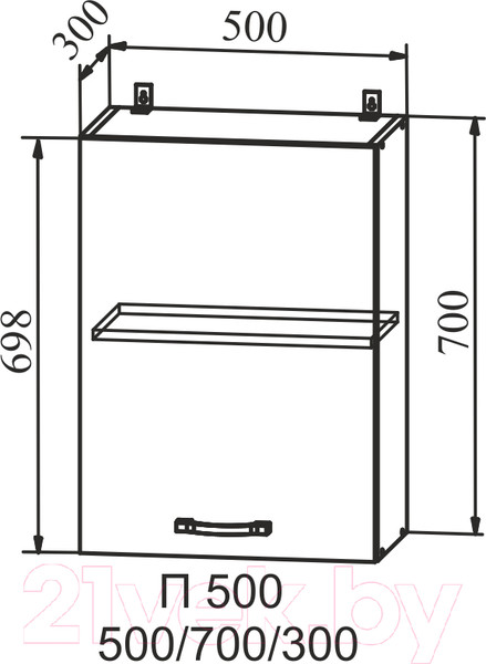 Изображение товара Шкаф навесной для кухни ДСВ Тренто П 500 правый (серый/серый)