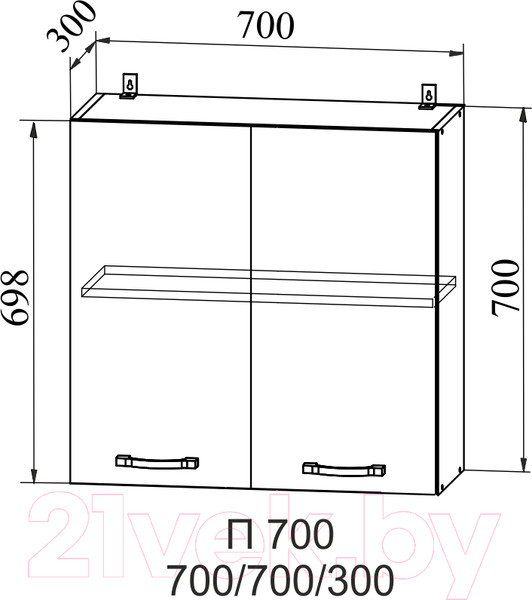 Изображение товара Шкаф навесной для кухни ДСВ Тренто П 700 (серый/серый)