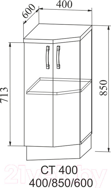 Изображение товара Шкаф-стол кухонный ДСВ Тренто СТ 400 (серый/белый)