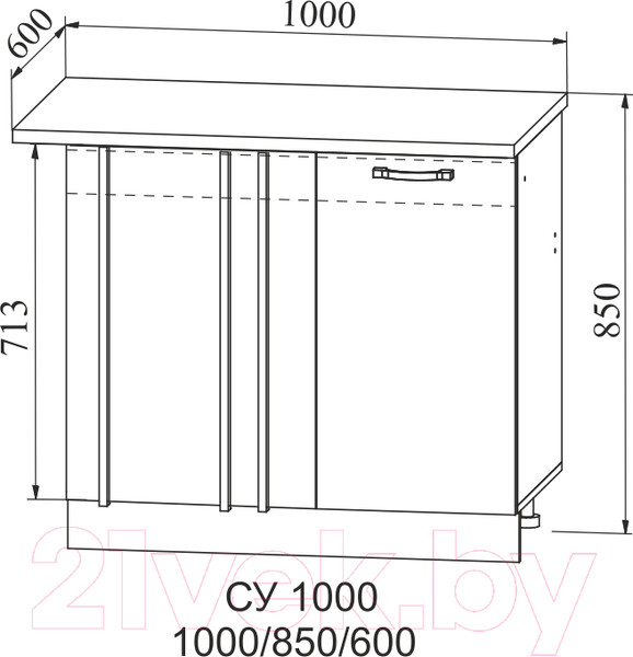 Изображение товара Шкаф под мойку ДСВ Тренто СУ 1000 левый (серый/белый)