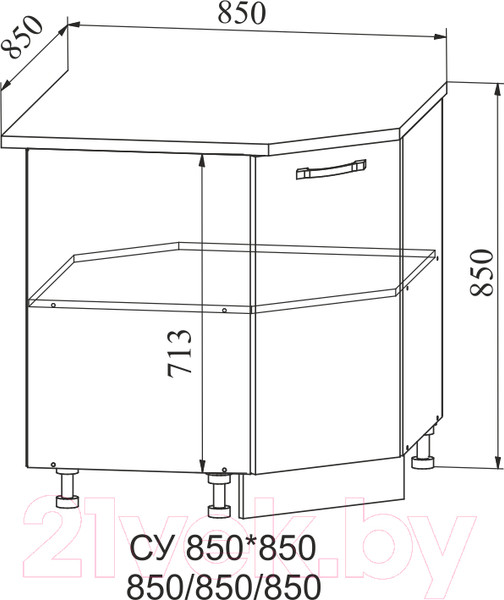 Изображение товара Шкаф-стол кухонный ДСВ Тренто СУ 850 левый (серый/белый)