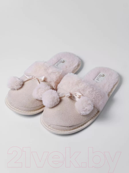 Изображение товара Тапочки домашние Arya Женские Pompom / 8680943097859 (р.39, бежевый)