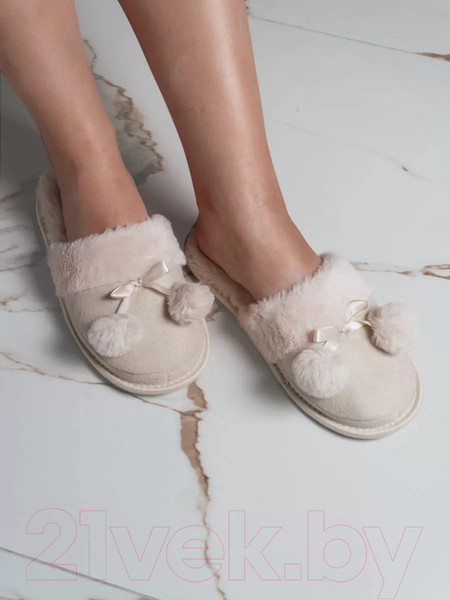Изображение товара Тапочки домашние Arya Женские Pompom / 8680943097859 (р.39, бежевый)
