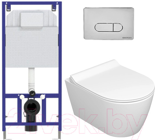 Изображение товара Унитаз подвесной с инсталляцией Керамин Трент R + 525 040000 + D3 040033