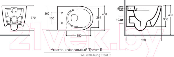 Изображение товара Унитаз подвесной с инсталляцией Керамин Трент R + 525 040000 + S3 040043