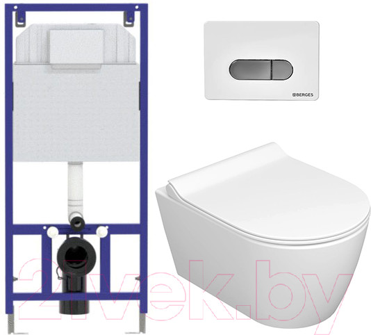 Изображение товара Унитаз подвесной с инсталляцией Керамин Трент R + 525 040000 + D7 040037