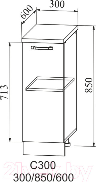 Изображение товара Шкаф-стол кухонный ДСВ Тренто С 300 правый (серый/серый)