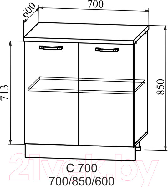 Изображение товара Шкаф-стол кухонный ДСВ Тренто С 700 (серый/серый)