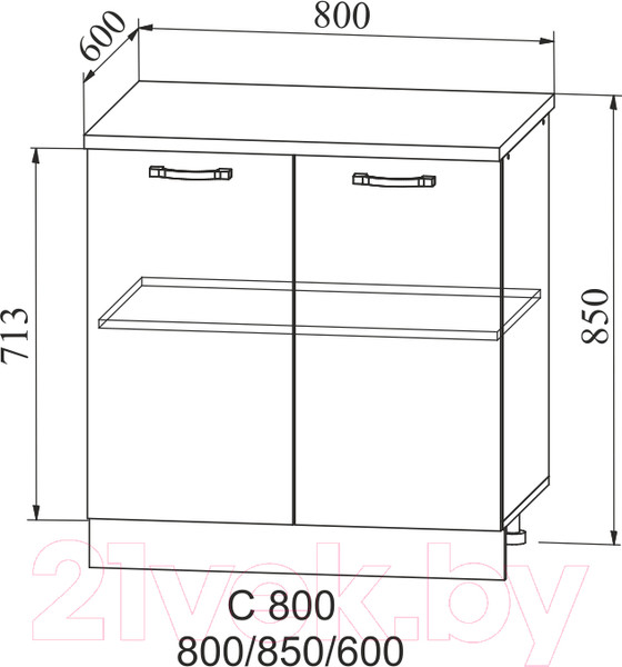 Изображение товара Шкаф-стол кухонный ДСВ Тренто С 800 (серый/серый)