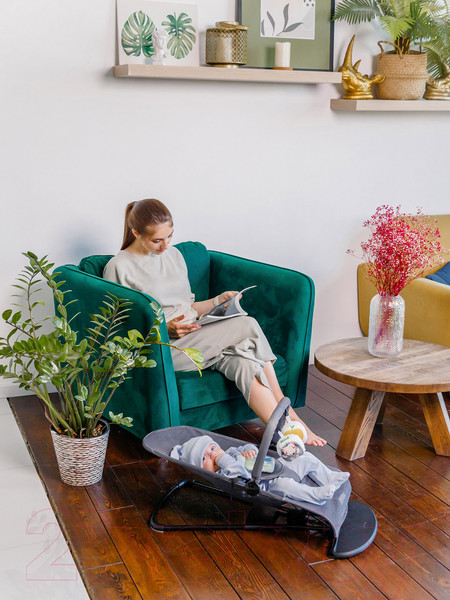 Изображение товара Детский шезлонг Amarobaby Swinging Baby Time / AB21-25BT/11 (серый)