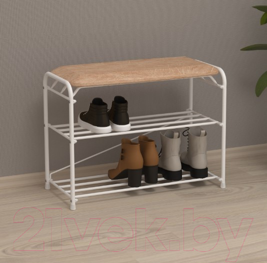 Изображение товара Полка для обуви ЗМИ Альфа 23 с сиденьем / ПДОА 23С (белый)