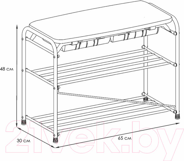 Изображение товара Полка для обуви ЗМИ Альфа 23 с сиденьем и ящиком / ПДОА23СЯ (черный)