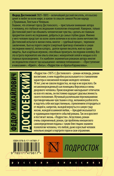 Изображение товара Книга АСТ Подросток (Достоевский Ф.М.)